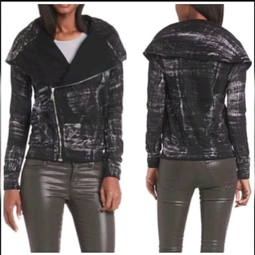 Young Fabulous & Broke Kayla Brush Stroke Moto Jacket Size Small